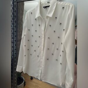 Sheer white long sleeve blouse